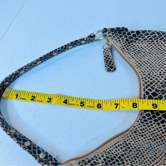 Nine West Baguette Mini Shoulder Bag Brown Tan Reptile Print Faux Leather - Picture 9 of 10